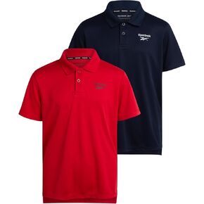 Reebok Boys Polo Shirt - 2 Pack Performance Golf Polo with Moisture Wicking Fabric Short Sleeve Boys Golf Shirts (Size: 8-20)