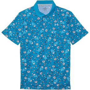 Under Armour Boys' Standard Matchplay Printed Golf Polo, Ether Blue/Halo Gray