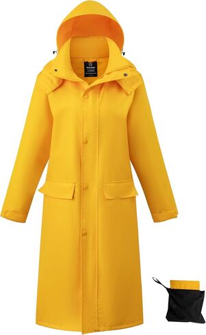 Wantd Long Rain Coat للنساء معطف واق من المطر مع غطاء محرك السيارة كامل الطول طرافة قابلة للتزويد in Kuwait