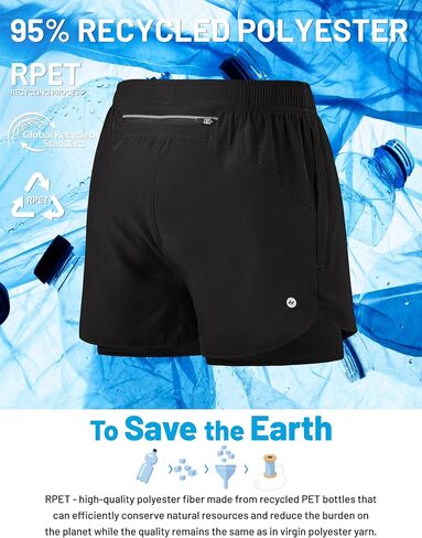 Mier Mens 2-in-1 شورت شورت 5 بوصات تجارب الجثة الجافة الجافة شورت التدريب الرياضي مع بطانة الضغط ، 3 جيوب السوستة in Kuwait