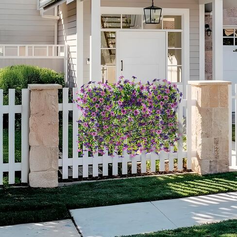 Artificial Hanging Flowers Plants for Outdoor Spring Decoration, 2 PCS Fake Silk Daisy Flower Planter UV Resistant Look Real for Outside Patio Porch Home Summer Decor (Double Purple) in Kuwait