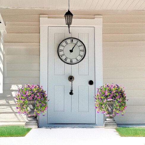 Artificial Hanging Flowers Plants for Outdoor Spring Decoration, 2 PCS Fake Silk Daisy Flower Planter UV Resistant Look Real for Outside Patio Porch Home Summer Decor (Double Purple) in Kuwait