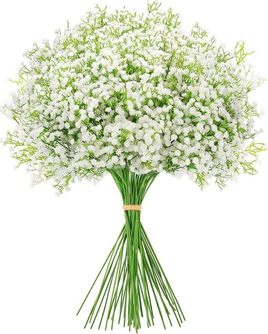 Babys Breath Artificial Flowers, Real Touch Babys Breath Flowers Artificial Bulk for Wedding Decor, White Fake Flowers for Party Home Garden Decor (6, White) in Saudi Arabia