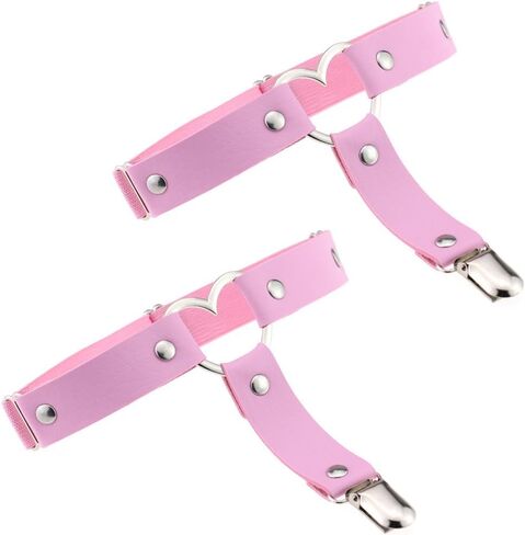 Outman 2 Pcs Adjustable Elastic Thigh Garter Belts Punk Gothic Heart Leg Garter with Metal Clip in Saudi Arabia