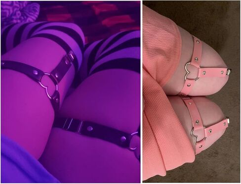 Outman 2 Pcs Adjustable Elastic Thigh Garter Belts Punk Gothic Heart Leg Garter with Metal Clip in Saudi Arabia