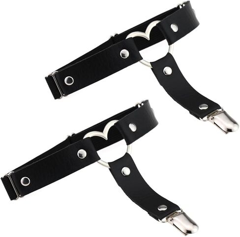 Outman 2 Pcs Adjustable Elastic Thigh Garter Belts Punk Gothic Heart Leg Garter with Metal Clip in Saudi Arabia