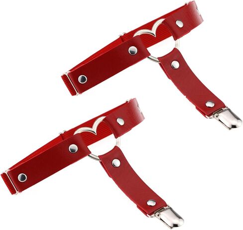 Outman 2 Pcs Adjustable Elastic Thigh Garter Belts Punk Gothic Heart Leg Garter with Metal Clip in Saudi Arabia