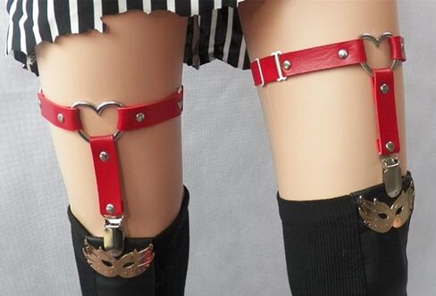 Outman 2 Pcs Adjustable Elastic Thigh Garter Belts Punk Gothic Heart Leg Garter with Metal Clip in Saudi Arabia