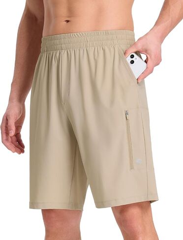 baleaf Men's Athletic Running Shorts 9" Quick Dry Workout Shorts Lightweight Sports Gym Shorts with Zipper Pockets in Saudi Arabia