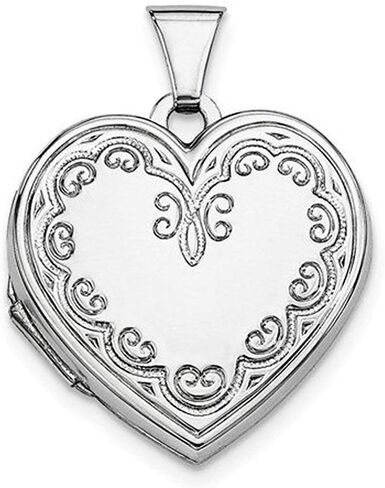 Sterling Silver Heart Picture Locket 3/4 Inch X 3/4 Inch - Includes 18 inch Chain in Kuwait