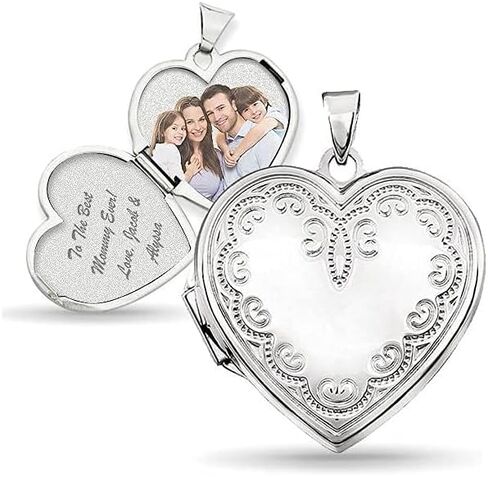 Sterling Silver Heart Picture Locket 3/4 Inch X 3/4 Inch - Includes 18 inch Chain in Kuwait