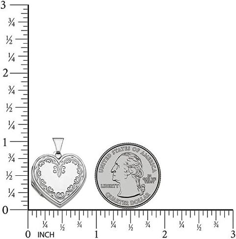 Sterling Silver Heart Picture Locket 3/4 Inch X 3/4 Inch - Includes 18 inch Chain in Kuwait