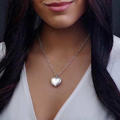 Sterling Silver Heart Picture Locket 3/4 Inch X 3/4 Inch - Includes 18 inch Chain in Kuwait