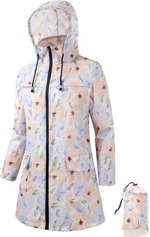 نساء مقاوم للماء سترة أمطار خفيفة الوزن معطف واق من المطر في الهواء الطلق in Kuwait