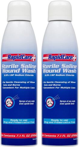Rapid Care First Aid 665-2 Sterile Saline Wound Wash Spray 7.1oz, Cleans Cuts & Burns, Drug & Preservative Free, Pack of 2 in Saudi Arabia