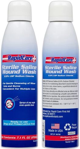 Rapid Care First Aid 665-2 Sterile Saline Wound Wash Spray 7.1oz, Cleans Cuts & Burns, Drug & Preservative Free, Pack of 2 in Saudi Arabia