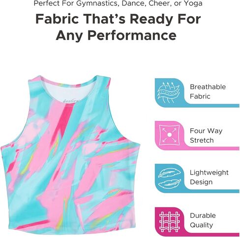 Destira Girls Dance Crop Tank Top, Super Soft Athletic Top, Ideal for Gymnastics, Yoga, Workouts, Running in Saudi Arabia