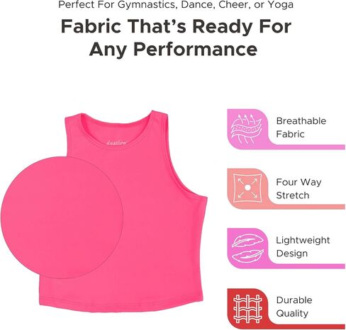 Destira Girls Dance Crop Tank Top, Super Soft Athletic Top, Ideal for Gymnastics, Yoga, Workouts, Running in Saudi Arabia