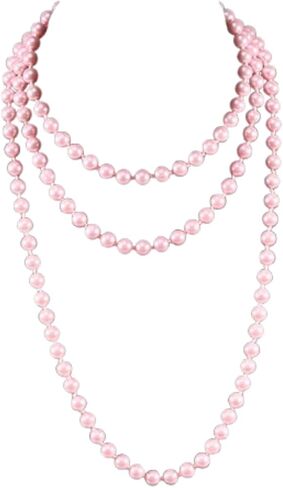 1920s Gatsby Imitation Pearl Necklace Pearl Strands Flapper Beads Necklace for Women Costume Jewelry in Kuwait
