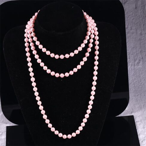 1920s Gatsby Imitation Pearl Necklace Pearl Strands Flapper Beads Necklace for Women Costume Jewelry in Kuwait