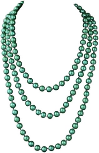 1920s Gatsby Imitation Pearl Necklace Pearl Strands Flapper Beads Necklace for Women Costume Jewelry in Kuwait