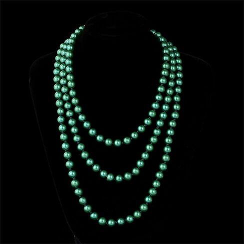 1920s Gatsby Imitation Pearl Necklace Pearl Strands Flapper Beads Necklace for Women Costume Jewelry in Kuwait