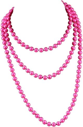 1920s Gatsby Imitation Pearl Necklace Pearl Strands Flapper Beads Necklace for Women Costume Jewelry in Kuwait