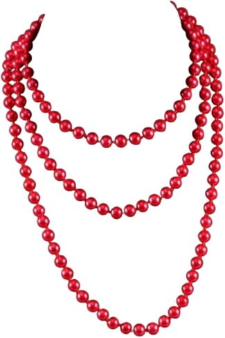 1920s Gatsby Imitation Pearl Necklace Pearl Strands Flapper Beads Necklace for Women Costume Jewelry in Kuwait