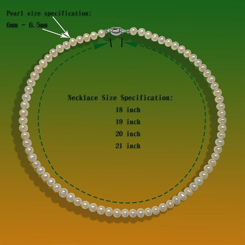 Women's Pearl Necklace Set AAAA Ivory Cultured Pearls | Pagoda Chain 18 inch - 19 inch Necklace and Pearl Earrings - 925 Sterling Silver Clasp in Saudi Arabia