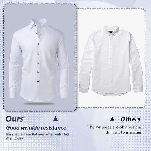 Gollnwe Men's Slim Fit French Cuff Stretch Bamboo Solid Dress Shirt in Kuwait