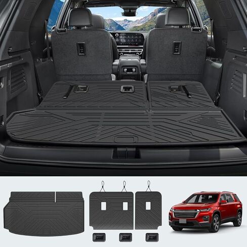 حصيرة شحن لـ Chevy/Chevrolet Traverse 2024 2025 ، جميع بطانة البضائع المطاطية TPE مع غطاء المقعد الخلفي للصف الثالث لعام 2024 Chevy Traverse ، حصيرة جذع خلفية مع حصيرة مسند الظهر in Kuwait