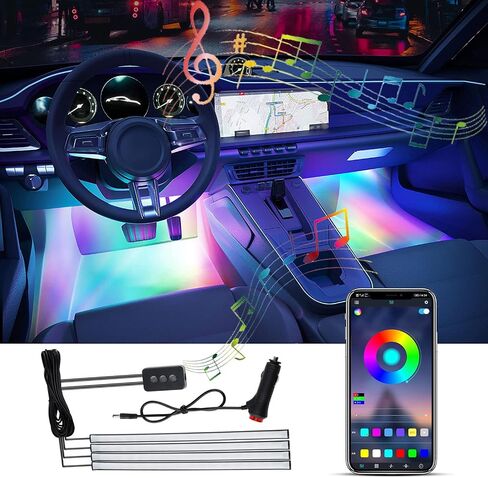 APP Controls Decorative Musical Rhythm Neon Light Strip Set for Car, Pickup Truck, Van, SUV (1to4 app Controls Dreamy Atmosphere Light Strips) in Saudi Arabia