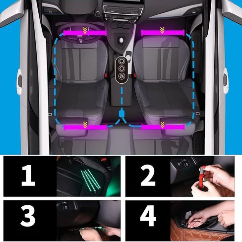 APP Controls Decorative Musical Rhythm Neon Light Strip Set for Car, Pickup Truck, Van, SUV (1to4 app Controls Dreamy Atmosphere Light Strips) in Saudi Arabia
