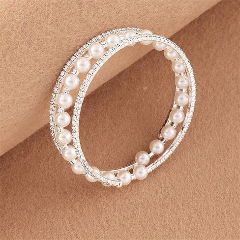 Imitition Pearl Stretch Cuff Bracelet for Women Adjustable Multilaye Rhinestone Cuff Bracelet Wedding Brides Holiday Party Jewelry in Kuwait