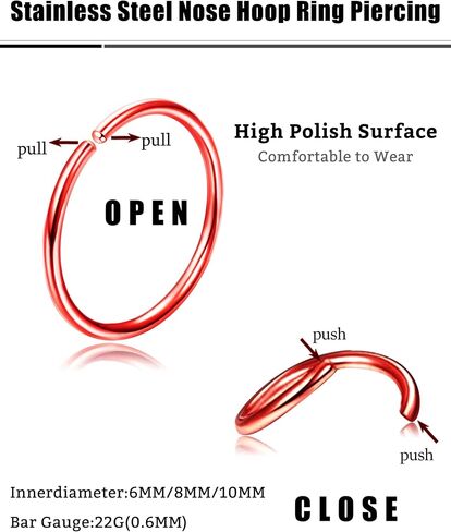 Drperfect 36Pcs 20G Nose Ring Hoop for Women Men 316L Stainless Steel Helix Tragus Lip Septum Ring Cartilage Earring Hoop Piercing Jewelry in Saudi Arabia