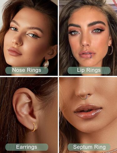 Drperfect 36Pcs 20G Nose Ring Hoop for Women Men 316L Stainless Steel Helix Tragus Lip Septum Ring Cartilage Earring Hoop Piercing Jewelry in Saudi Arabia