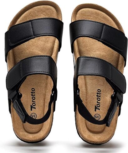 Torotto Girls Boys Sandals with Cork Footbed Adjustable Straps Summer Glitter Slides Sandals Open Toes Flat for Kids Toddler in Saudi Arabia