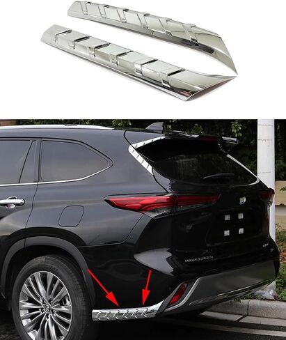ANUNFRRE Car Accessories Fit for Toyota Highlander 2020 2021 2022 2023 Rear Bumper Corner Protection Decoration Strip Guard Plate Cover Trim (Chrome Silver) ABS 2 PCS in Saudi Arabia