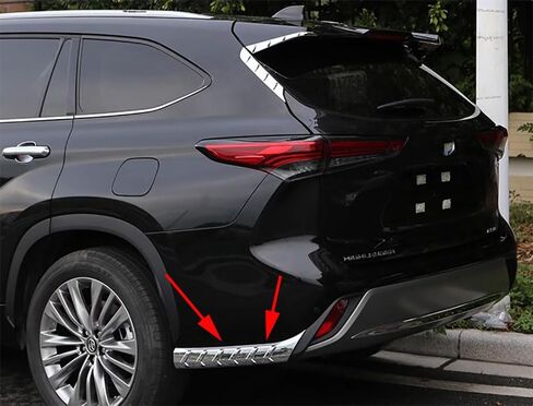 ANUNFRRE Car Accessories Fit for Toyota Highlander 2020 2021 2022 2023 Rear Bumper Corner Protection Decoration Strip Guard Plate Cover Trim (Chrome Silver) ABS 2 PCS in Saudi Arabia