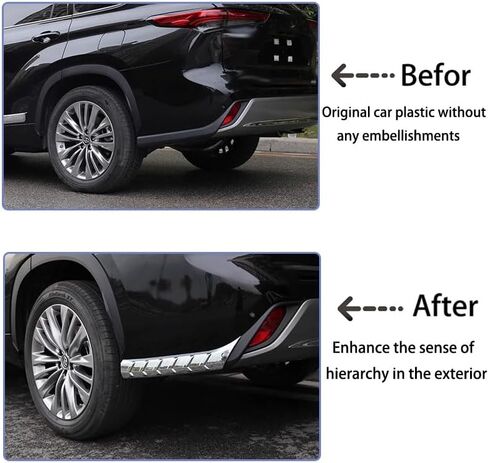 ANUNFRRE Car Accessories Fit for Toyota Highlander 2020 2021 2022 2023 Rear Bumper Corner Protection Decoration Strip Guard Plate Cover Trim (Chrome Silver) ABS 2 PCS in Saudi Arabia