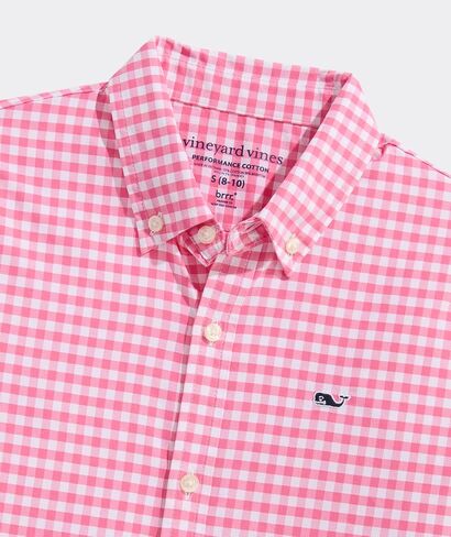 كروم الكروم فاينز أولاد Skysail Gingham Performance Cotton Shirt in Kuwait