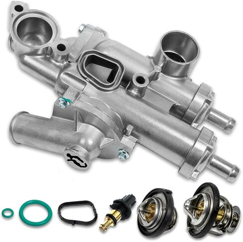 RANSOTO Aluminium Thermostat Housing Assembly with Sensor 68003582AB Compatible with 11-14 Chrysler 200 08-10 Sebring 08-14 Dodge Avenger 09-17 Journey & Compass 07-17 Patriot in Saudi Arabia