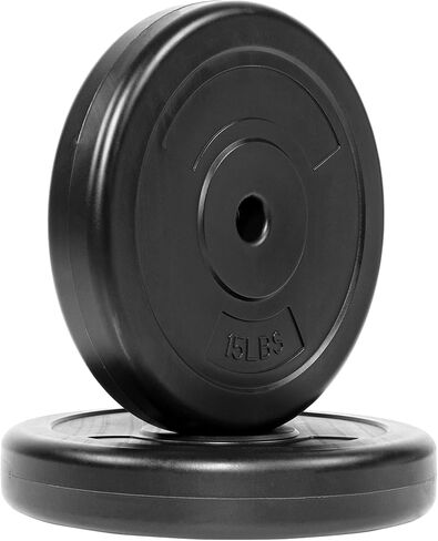 Signature Fitness Vinyl Standard 1-Inch Plate Weight Plate for Strength Training and Weightlifting, Pairs or Sets in Kuwait