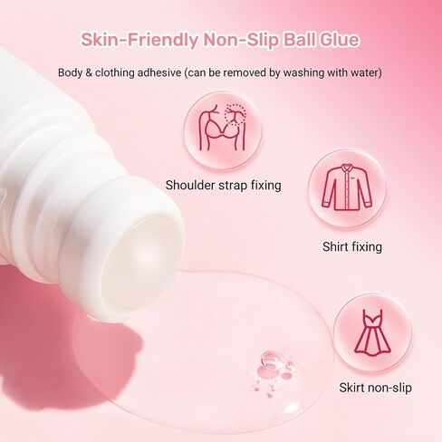 Clear Tape Adhesive for Clothes & Skin, Invisible Low Collar Strap Fixing Tape, Liquid Roll On Anti-Slip Glue - Easy to Use and Remove, Long-Lasting, Breathable (3pcs) in Saudi Arabia