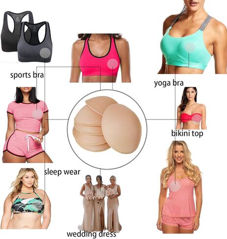 WMugthome 3 Pairs Round Seam Women's Removable Sports Yoga Bra pad, Bikini Top Bra Pads Insert in Saudi Arabia