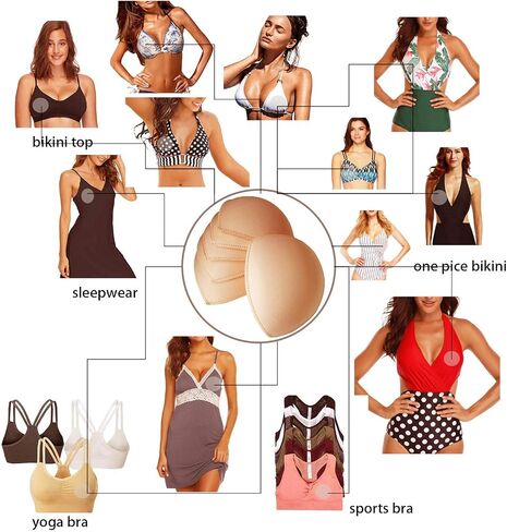 WMugthome 3 Pairs Round Seam Women's Removable Sports Yoga Bra pad, Bikini Top Bra Pads Insert in Saudi Arabia