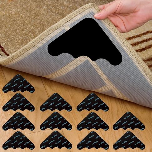 12 Pcs Rug Grippers, Double Sided Non Slip Washable Rug Tape Grip Carpet Corner for Hardwood Floors and Tiles,Reusable Washable Grippers for Rugs (Clouds) in Saudi Arabia