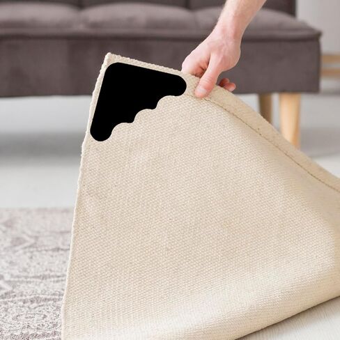 12 Pcs Rug Grippers, Double Sided Non Slip Washable Rug Tape Grip Carpet Corner for Hardwood Floors and Tiles,Reusable Washable Grippers for Rugs (Clouds) in Saudi Arabia