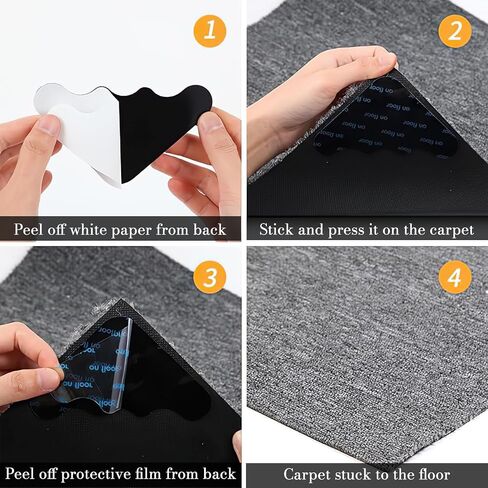 12 Pcs Rug Grippers, Double Sided Non Slip Washable Rug Tape Grip Carpet Corner for Hardwood Floors and Tiles,Reusable Washable Grippers for Rugs (Clouds) in Saudi Arabia