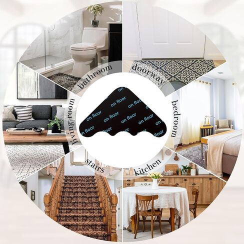 12 Pcs Rug Grippers, Double Sided Non Slip Washable Rug Tape Grip Carpet Corner for Hardwood Floors and Tiles,Reusable Washable Grippers for Rugs (Clouds) in Saudi Arabia